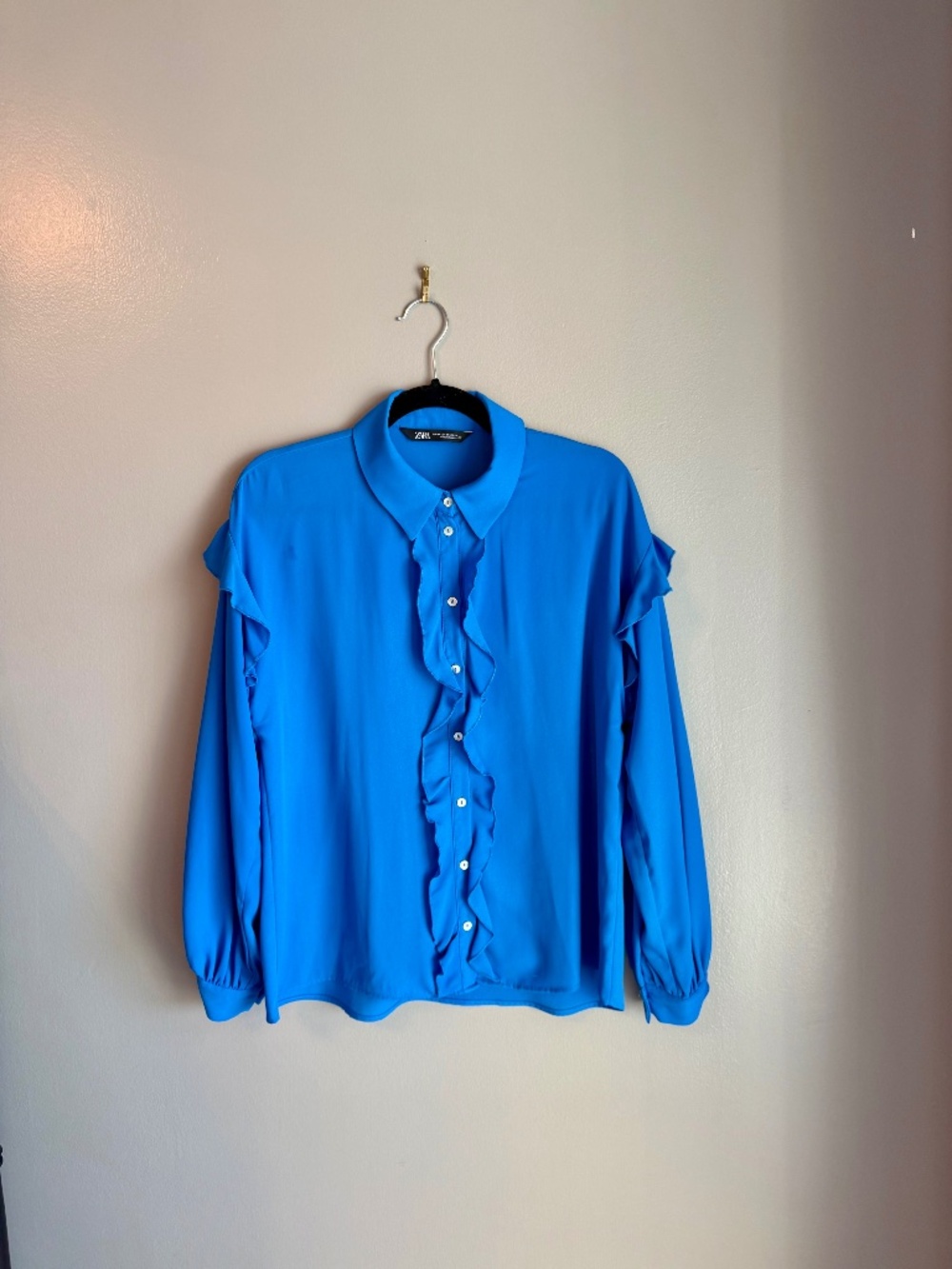 Zara Blue Ruffled Blouse